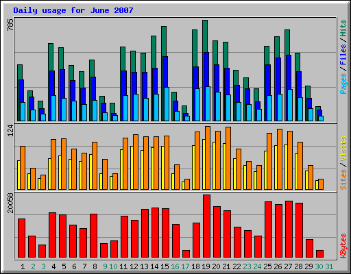 Daily usage for June 2007