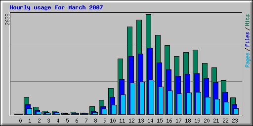 Hourly usage for March 2007